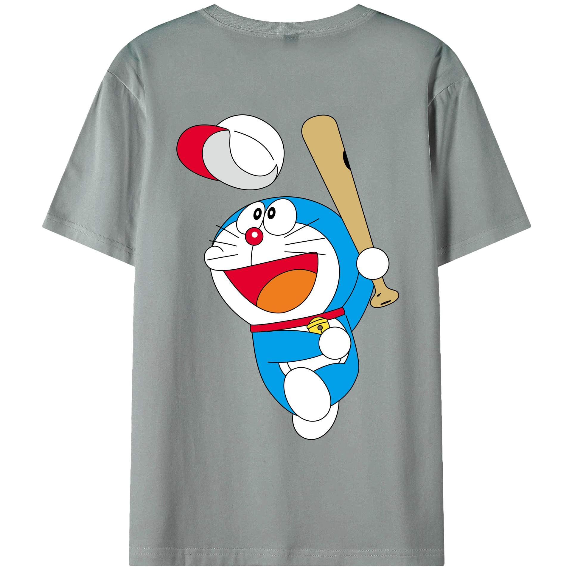 （画像用） ドラえもん Doraemon 綿100％ メンズ半袖Tシャツ（バックプリント） 通気性